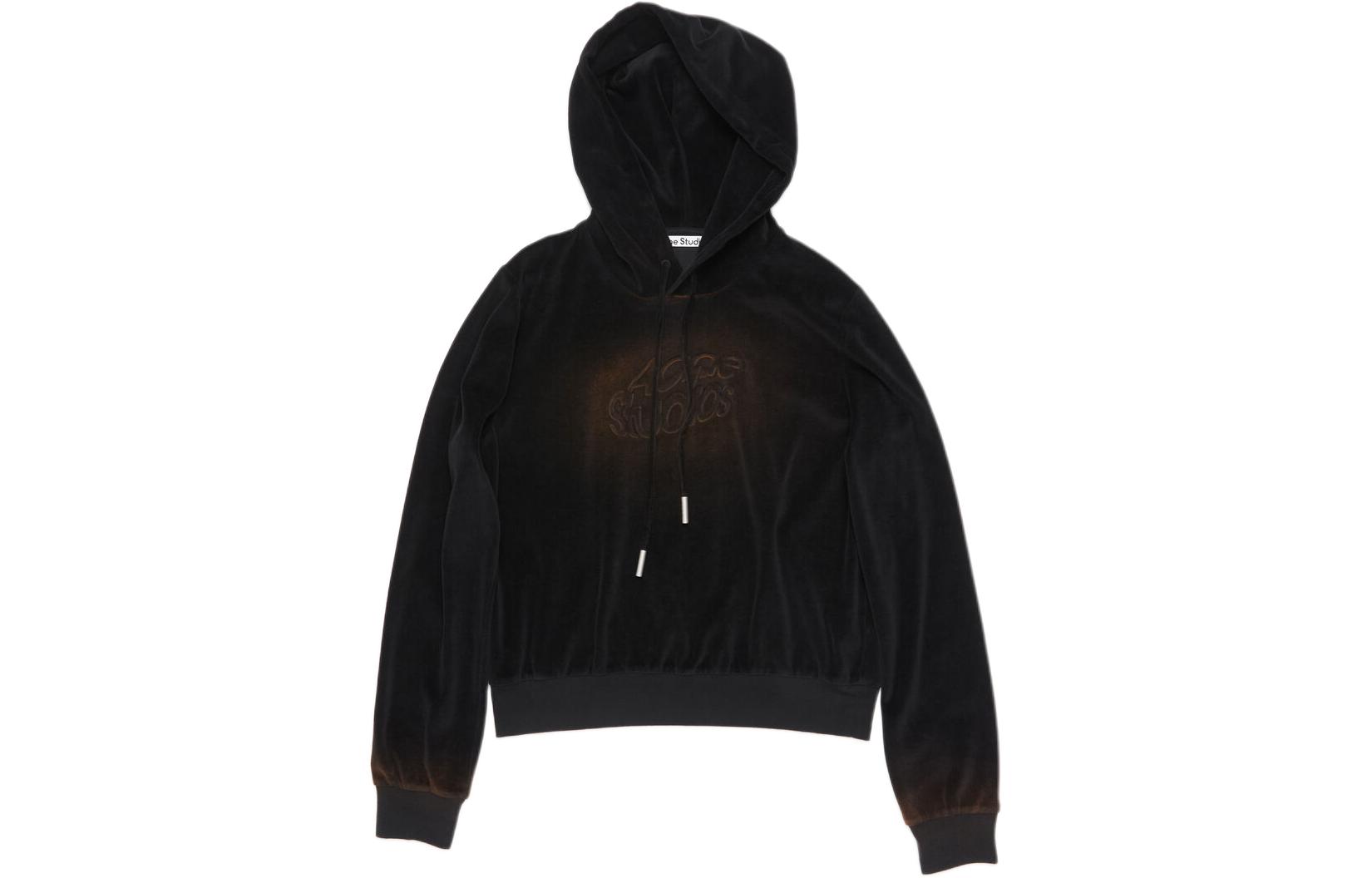 Acne Studios SS24 Black Hoodie with Spray Detail, Embossed Logo, Unisex Fit. CI0162-900