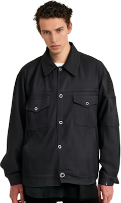 Chaqueta Negra Holgada Acne Studios SS24 Hombre con Cuello y Botonadura Simple. B90731-900 Details for Chaqueta Negra Holgada Acne Studios SS24 Hombre con Cuello y Botonadura Simple. B90731-900