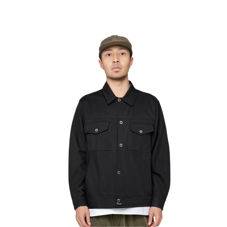 Sizing Chaqueta Negra Holgada Acne Studios SS24 Hombre con Cuello y Botonadura Simple. B90731-900