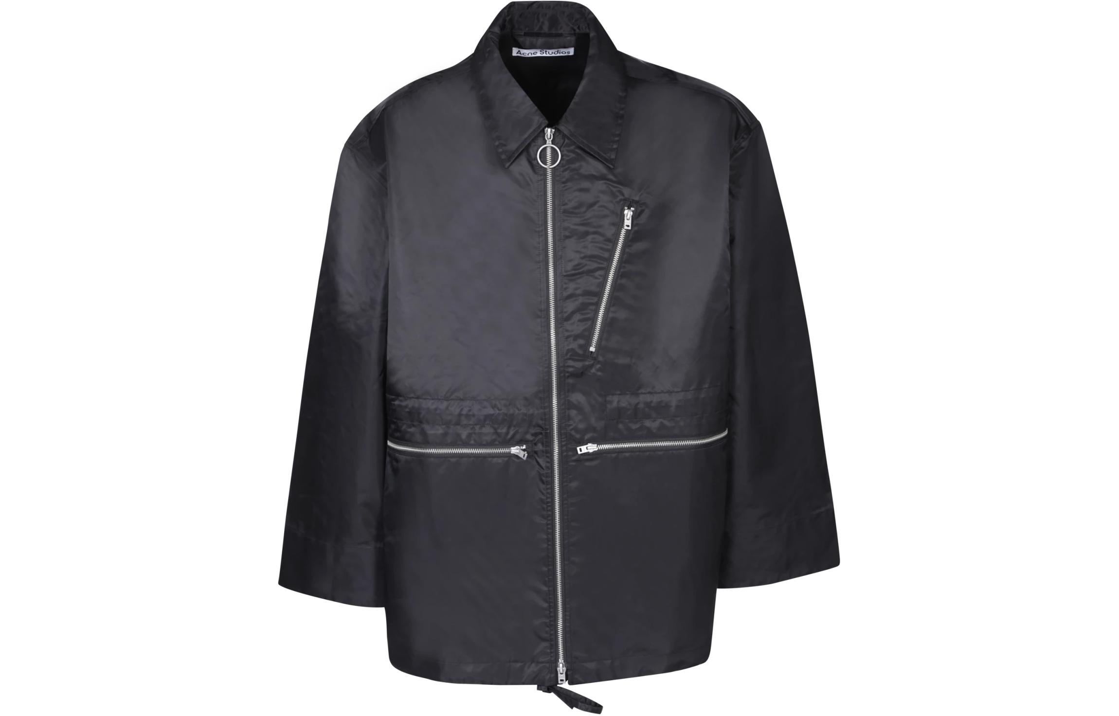 Acne Studios SS24 Black Zip-Up Collared Loose-Fit Jacket for Men B90741-900