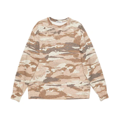 Acne Studios SS24 Brown Oversized Rhinestone Logo Crewneck Sweatshirt Men BI0194-CA8
