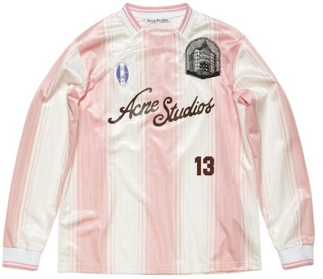 Acne Studios SS24 Colorblock Lettering Soccer Long Sleeve Tee Unisex White Pink BL0383-ANG Buy Acne Studios SS24 Colorblock Lettering Soccer Long Sleeve Tee Unisex White Pink BL0383-ANG