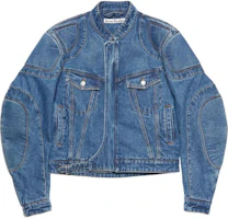 Acne Studios SS24 Denim Moto Jacket Unisex in Mid Blue B90744-863 Acne Studios SS24 Denim Moto Jacket Unisex in Mid Blue B90744-863