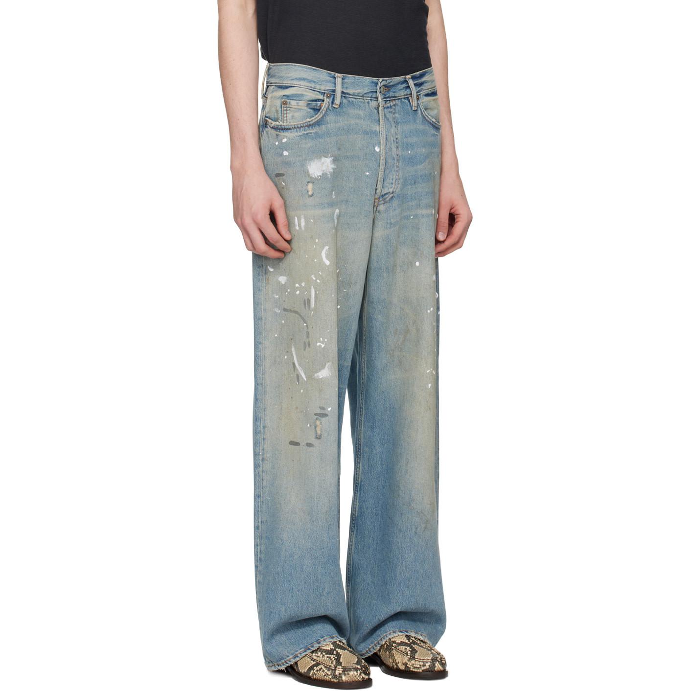 Lookbook Acne Studios SS24 Celana Jeans Graffiti Denim Biru Unisex Loose Straight-Leg B00339
