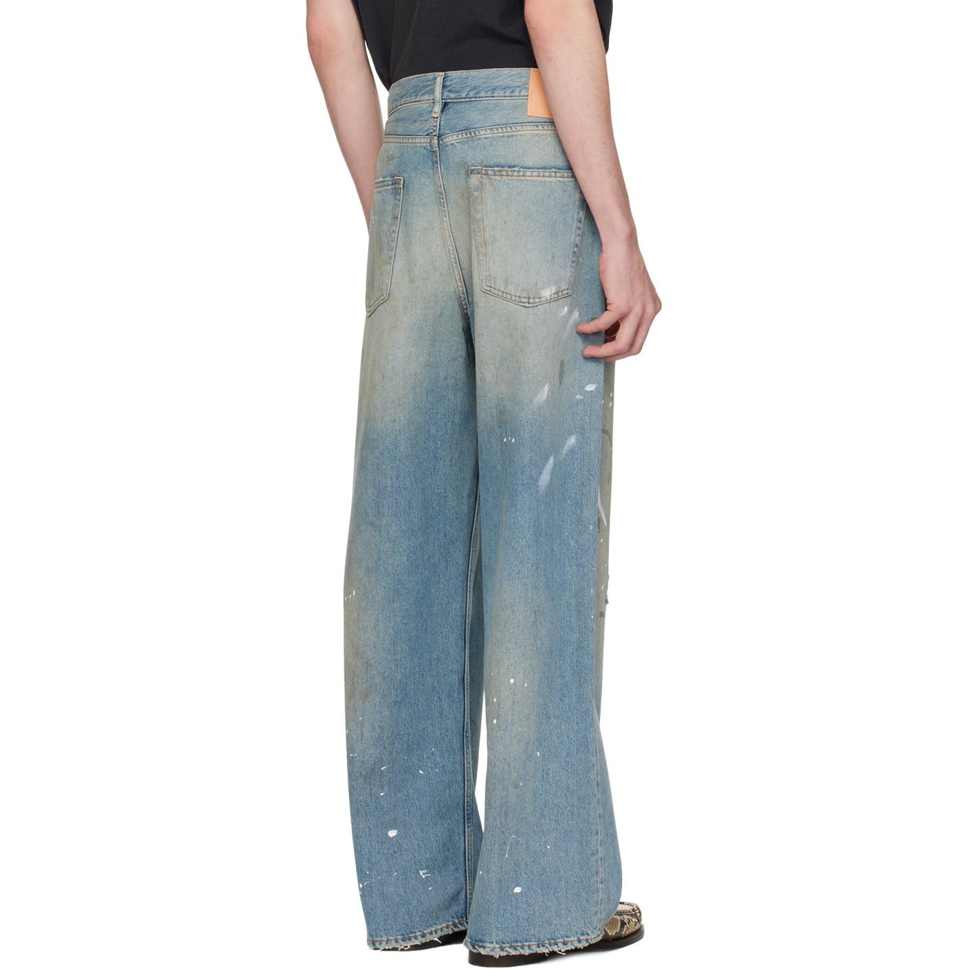 Shop Acne Studios SS24 Celana Jeans Graffiti Denim Biru Unisex Loose Straight-Leg B00339
