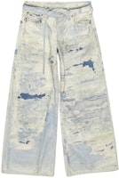 Acne Studios SS24 Distressed Low-Waist Loose Fit Light Blue Straight Jeans Unisex. C00052-228 Acne Studios SS24 Distressed Low-Waist Loose Fit Light Blue Straight Jeans Unisex. C00052-228