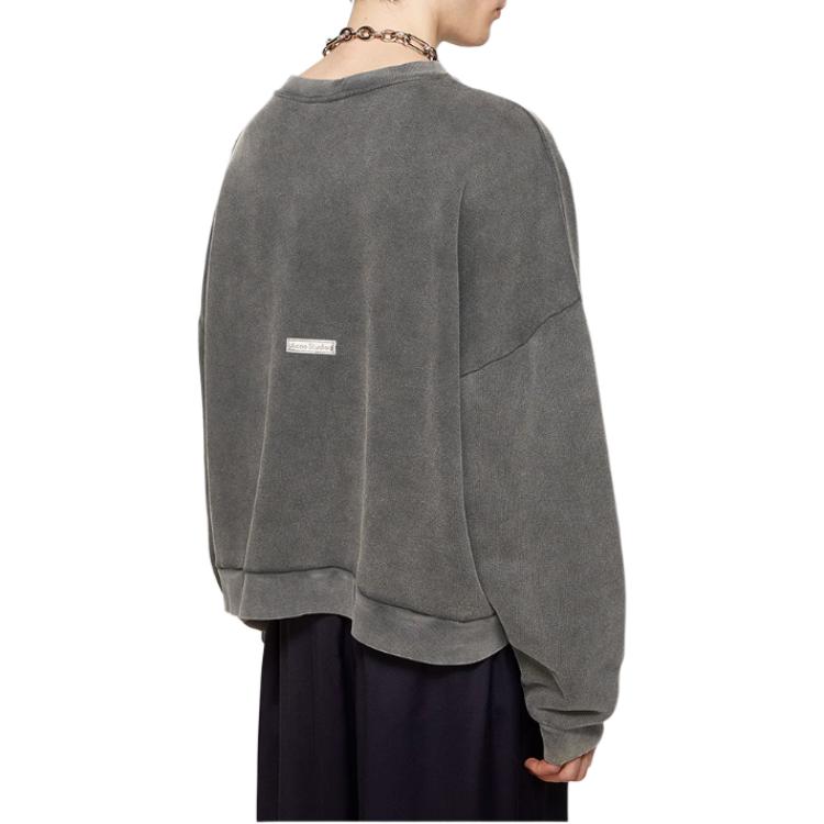 Shop Sudadera Oversize Logo Desgastada Acne Studios SS24 para Hombre - Negro Desgastado. CI0137-BM0