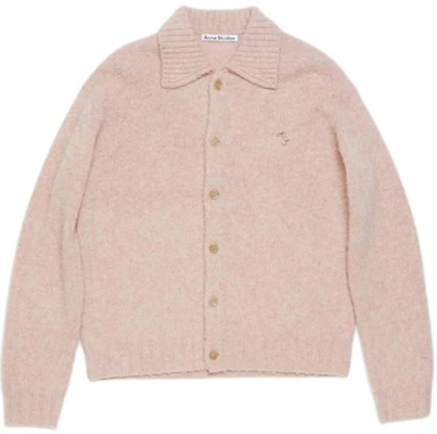 Acne Studios SS24 刺繡羊毛針織長袖Polo毛衣 男士粉色混合款 B60294-AI4 Order Acne Studios SS24 刺繡羊毛針織長袖Polo毛衣 男士粉色混合款 B60294-AI4