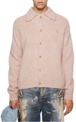 Acne Studios SS24 刺繡羊毛針織長袖Polo毛衣 男士粉色混合款 B60294-AI4 Shop Acne Studios SS24 刺繡羊毛針織長袖Polo毛衣 男士粉色混合款 B60294-AI4