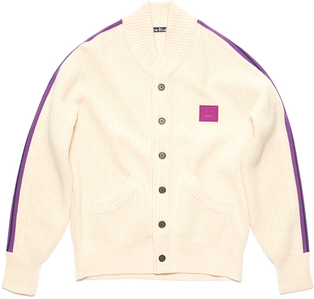 acne-studios-ss-24-emoji-knit-cardigan-unisex-oatmeal-colorblock-sweater-c60082-633