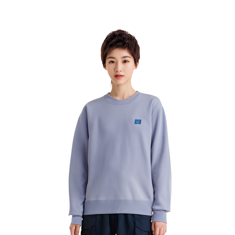 Details for Acne Studios SS24 Face Blue Pullover Sweatshirt Unisex Crewneck Casual Wear. CI0114-CU2
