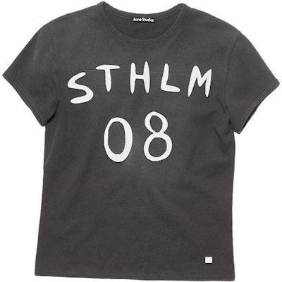 Camiseta Unisex Acne Studios SS24 Gráfica Face Logo Vintage Gris Carbón. CL0255-AFH Order Camiseta Unisex Acne Studios SS24 Gráfica Face Logo Vintage Gris Carbón. CL0255-AFH