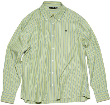 Acne Studios SS24 Face Kemeja Lengan Panjang Garis Hijau Fitted. CB0061-AQE Buy Acne Studios SS24 Face Kemeja Lengan Panjang Garis Hijau Fitted. CB0061-AQE