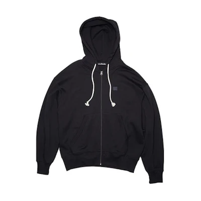 Acne Studios SS24 Face Unisex Oversized Zip-Up Hoodie Black CI0130-900