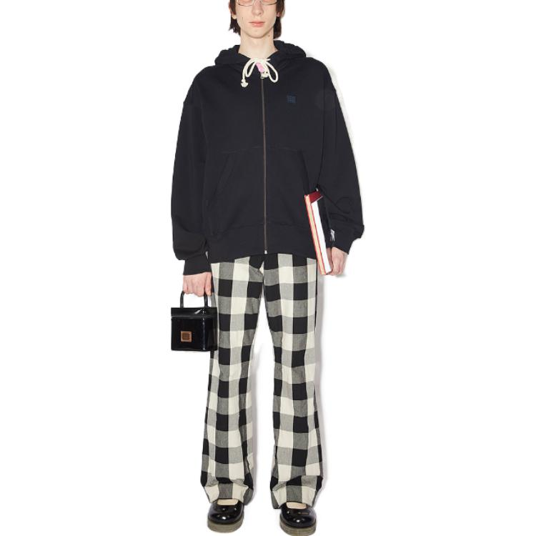Lookbook Acne Studios SS24 Hoodie Oversized Unisex Hitam dengan Resleting Depan. CI0130-900