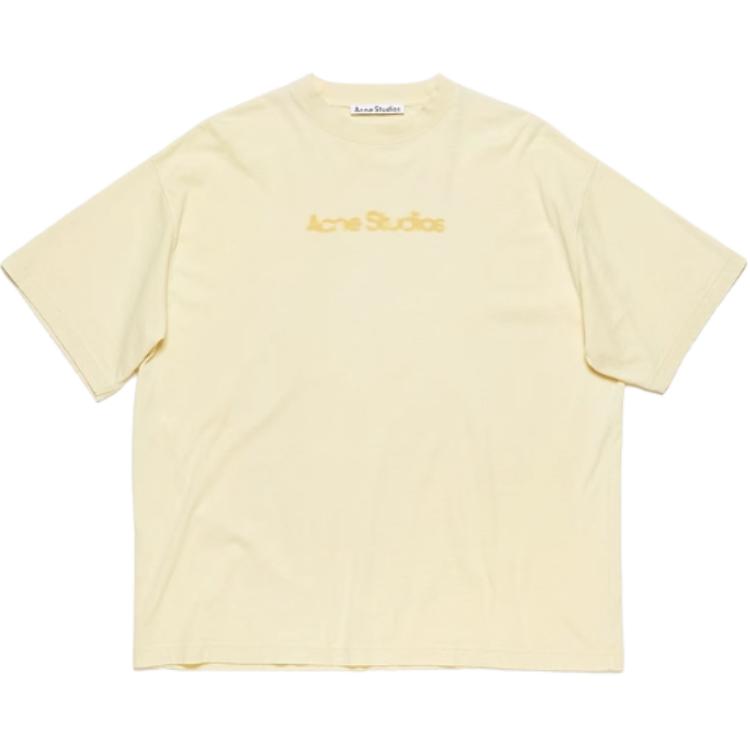 Acne Studios SS24 Faded Logo Loose Fit T-Shirt Unisex Light Yellow. CL0303-ABT