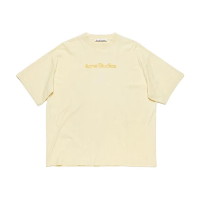 Acne Studios SS24 Faded Logo Loose Fit T-Shirt Unisex Light Yellow. CL0303-ABT
