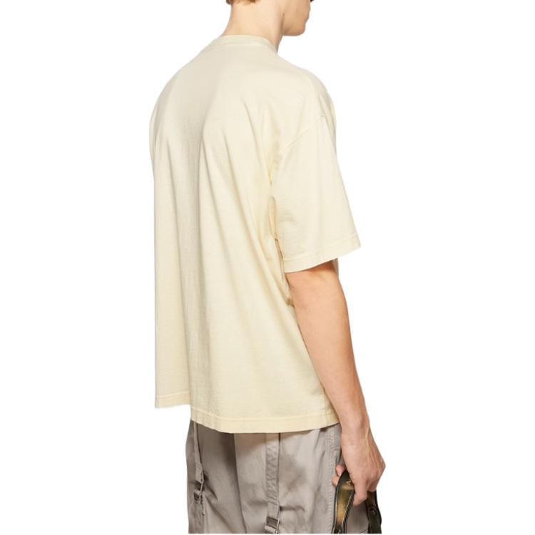 Shop 아크네 스튜디오 SS24 페이디드 로고 루즈핏 티셔츠 유니섹스 라이트 옐로우. CL0303-ABT