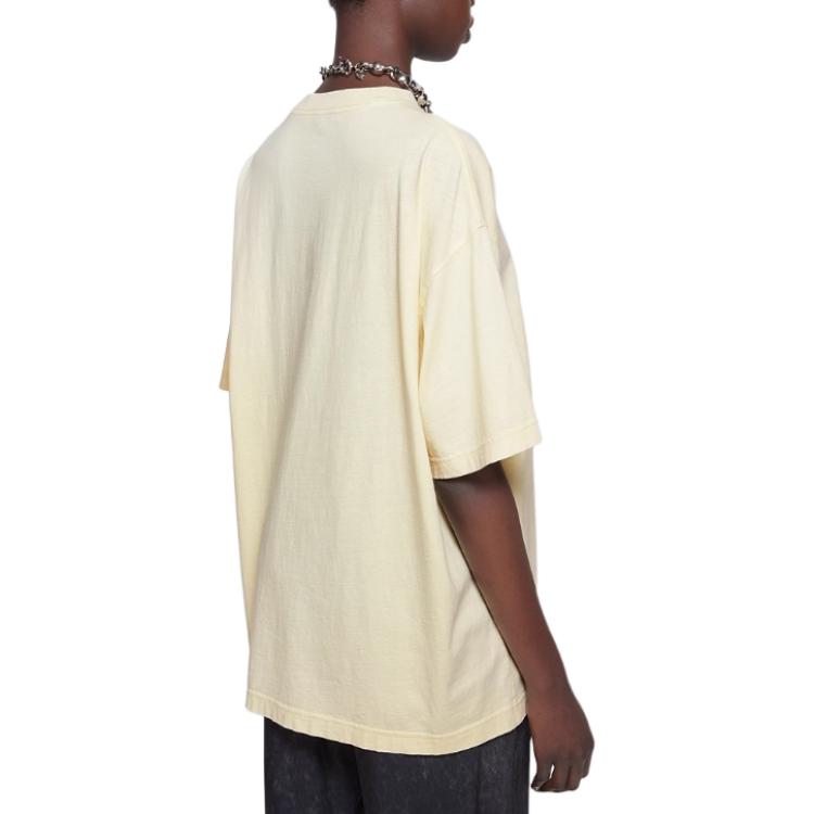 Purchase 아크네 스튜디오 SS24 페이디드 로고 루즈핏 티셔츠 유니섹스 라이트 옐로우. CL0303-ABT
