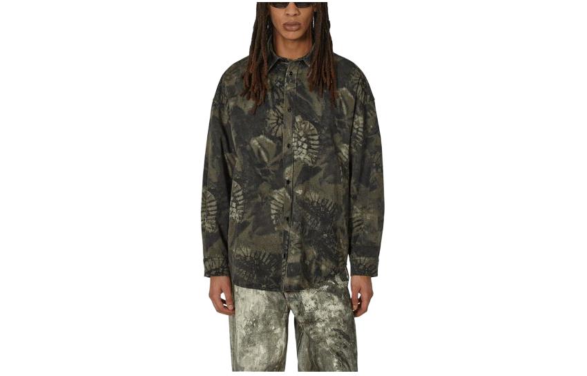 Acne Studios SS24 Green All-Over Print Long Sleeve Shirt for Men. B90755-969