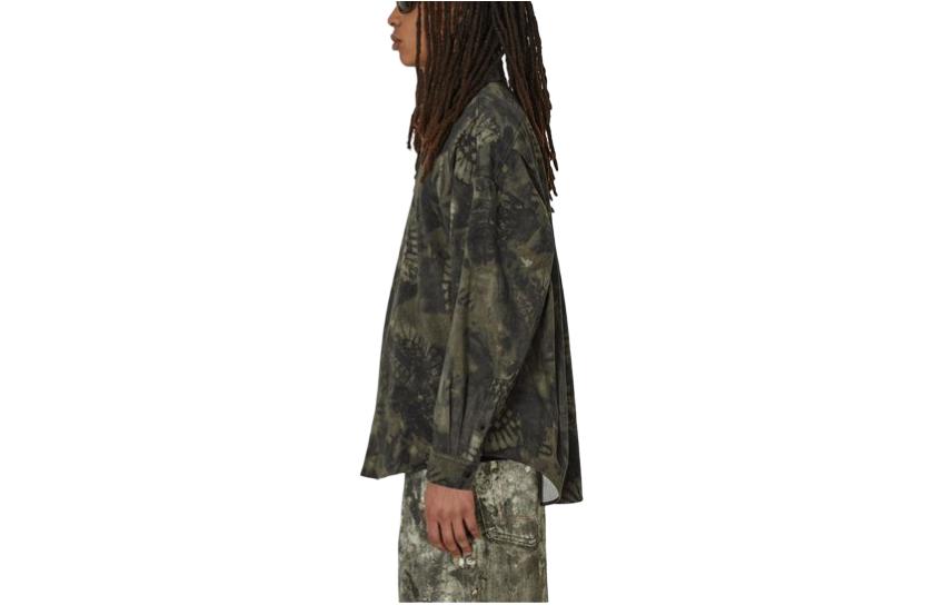 Shop Acne Studios 男款 SS24 綠色滿版印花長袖襯衫 B90755-969