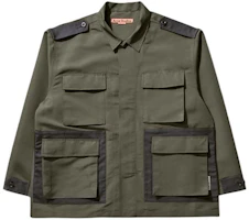 Acne Studios SS24 Green Long-Sleeve Jacket with Notched Collar & Pockets FN-MN-OUTW000817 Acne Studios SS24 Green Long-Sleeve Jacket with Notched Collar & Pockets FN-MN-OUTW000817