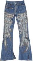 Acne Studios SS24 High-Waisted Flare Printed Denim Jeans Men Mid-Blue. BK0627-863 Acne Studios SS24 High-Waisted Flare Printed Denim Jeans Men Mid-Blue. BK0627-863