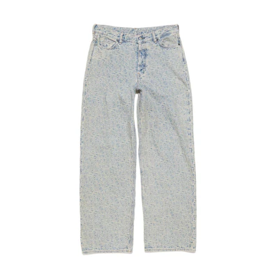 Acne Studios SS24 Low-Rise Loose Fit Jacquard Letter Print Jeans Blue Men. B00349-BUF