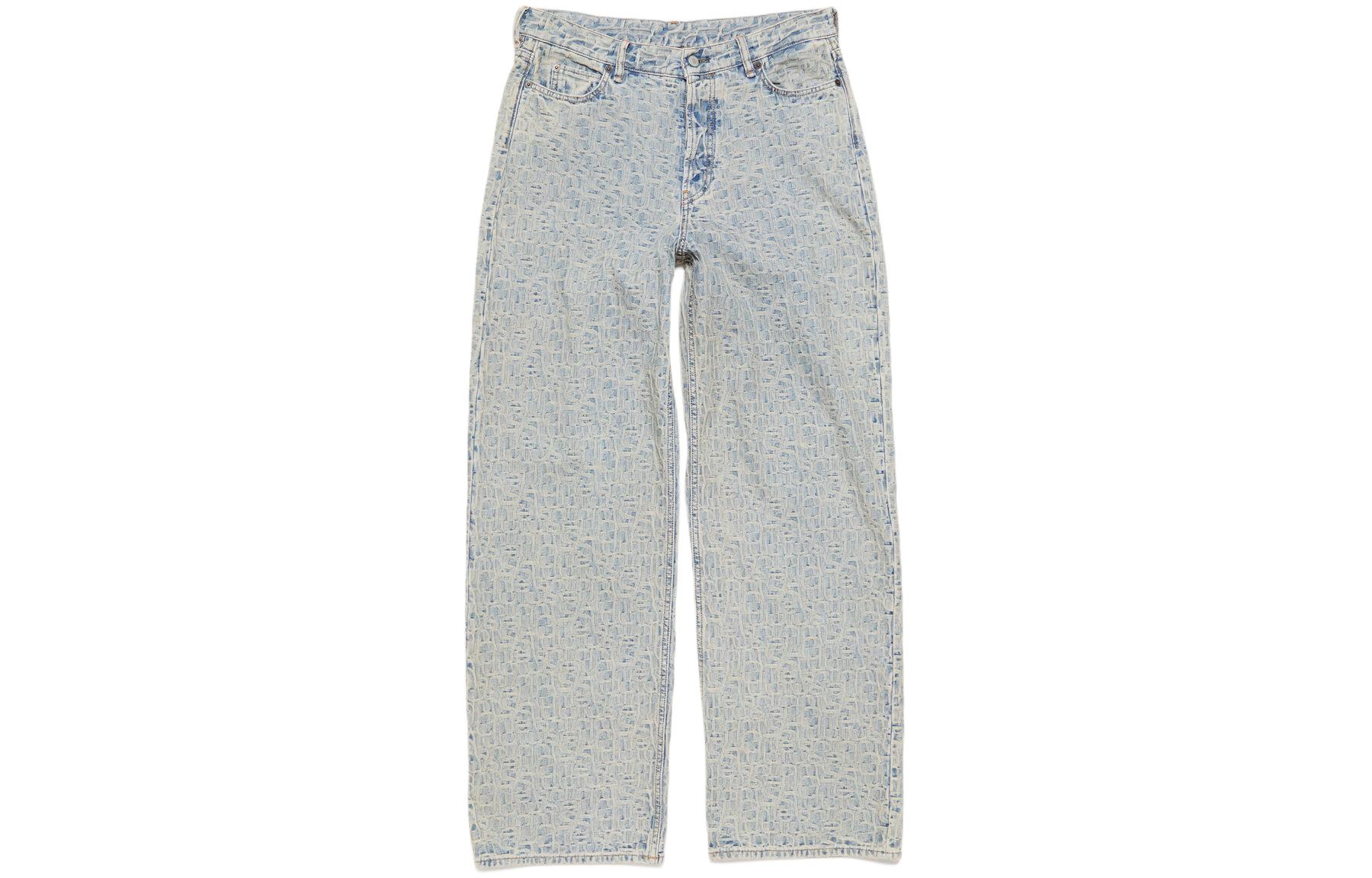 Order Acne Studios 男士SS24蓝色低腰宽松字母提花牛仔裤 B00349-BUF