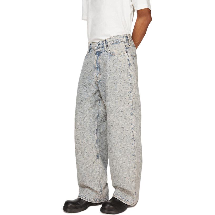Purchase Acne Studios 男士SS24蓝色低腰宽松字母提花牛仔裤 B00349-BUF