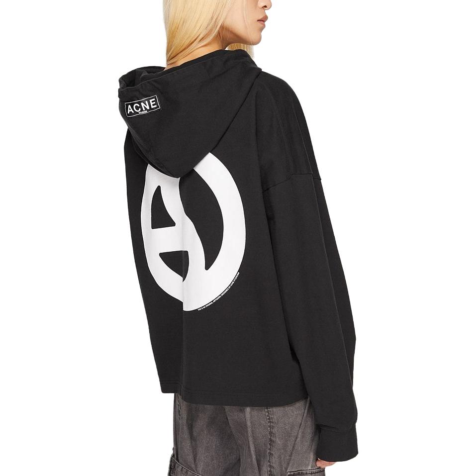 Shop Acne Studios SS24 宽松落肩连帽衫 男女同款 黑色。 CI0161-900
