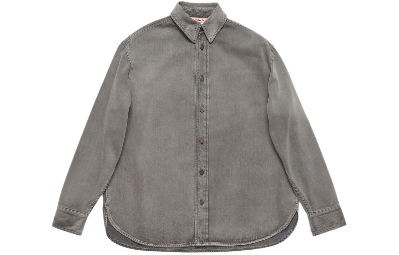 Acne Studios SS24 Oversized Studded Long Sleeve Shirt Unisex in Coal Gray. CB0074-AA2