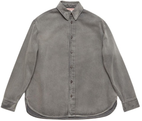 Camisa Unisex Acne Studios SS24 Oversize con Tachuelas Manga Larga Gris Carbón. CB0074-AA2 Order Camisa Unisex Acne Studios SS24 Oversize con Tachuelas Manga Larga Gris Carbón. CB0074-AA2