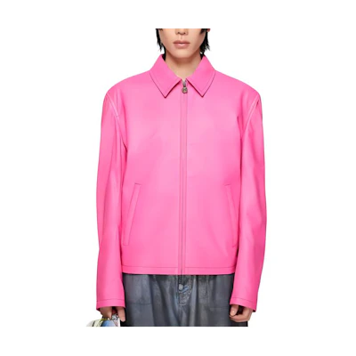 Acne Studios SS24 Pink Leather Jacket - Solid Color Long Sleeve Outerwear B70140-BP5