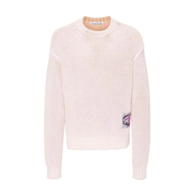 Acne Studios SS24 Pink Oversized Crewneck Long Sleeve Sweater Men’s. B60322PALEPINKVINBEIGE
