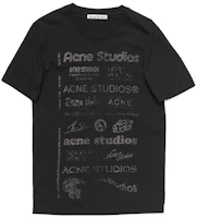 Acne Studios SS24 Retro Letter Print Slim Fit Unisex Black Crewneck T-Shirt. CL0262-900 Acne Studios SS24 Retro Letter Print Slim Fit Unisex Black Crewneck T-Shirt. CL0262-900