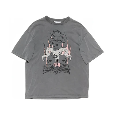 Acne Studios SS24 Skull Print Oversized T-Shirt Unisex Faded Black. CL0267-BM0