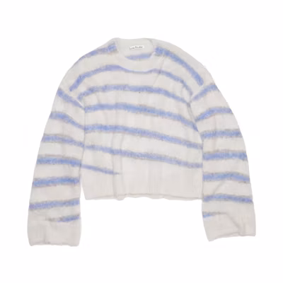 Acne Studios SS24 Striped Comfortable Crewneck Pullover Sweater Blue B60315-DLQ