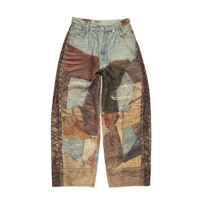 Acne Studios SS24 Super Baggy Graffiti Print Wide-Leg Jeans Blue Brown. B00344-AG7