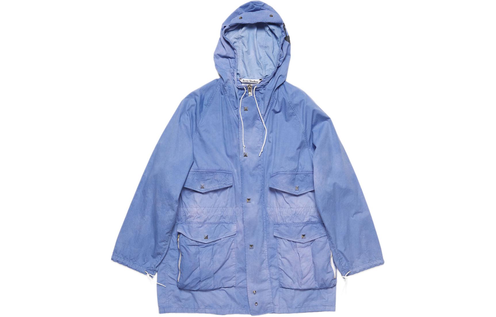 Acne Studios SS24 Sweet Blue Relaxed Fit Zip Hoodie Jacket with Metal Studs B90734-DL2