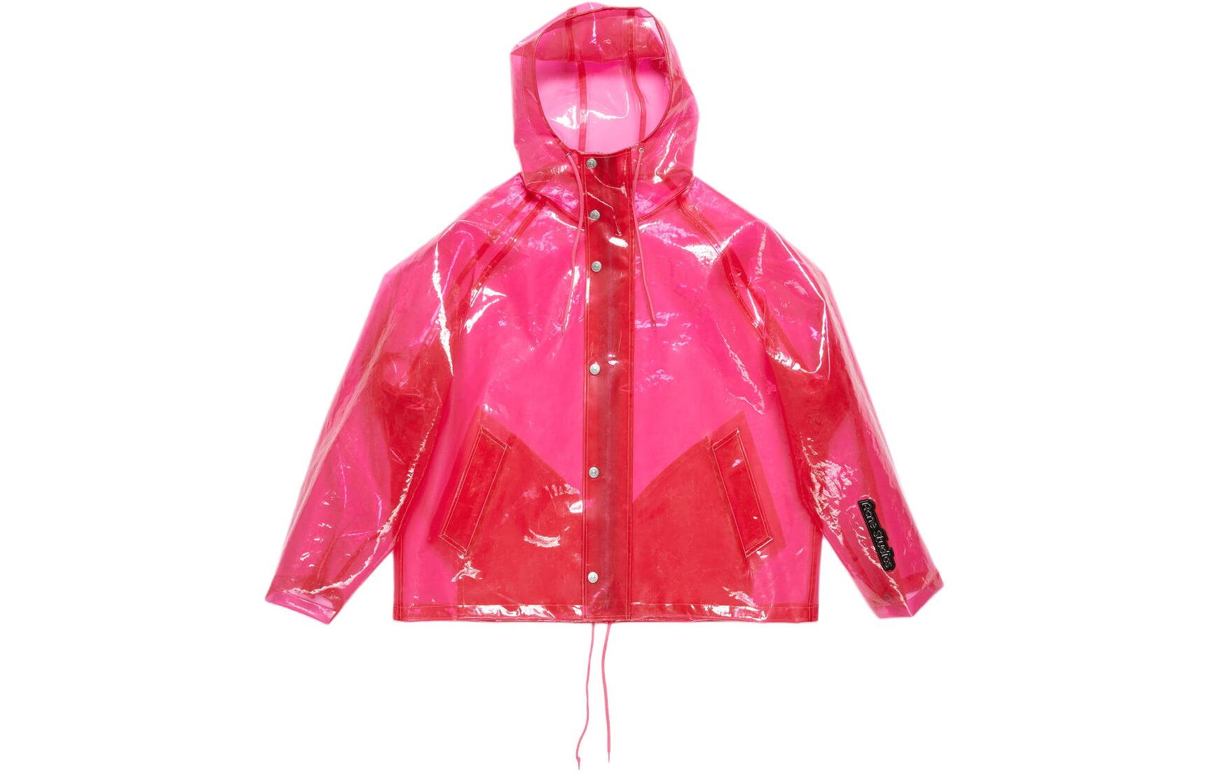 Acne Studios SS24 Transparent Hooded Jacket Berry Pink Unisex Casual Style B90746-ACR