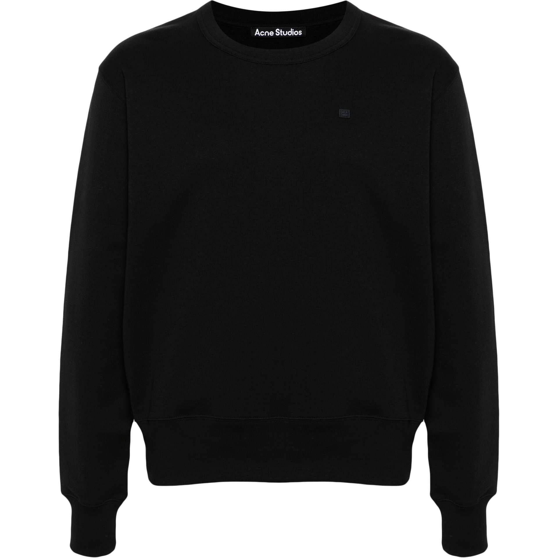 Acne Studios SS24 Unisex Black Crewneck Oversized Cotton Long-Sleeve Sweatshirt CI0173-BLACK