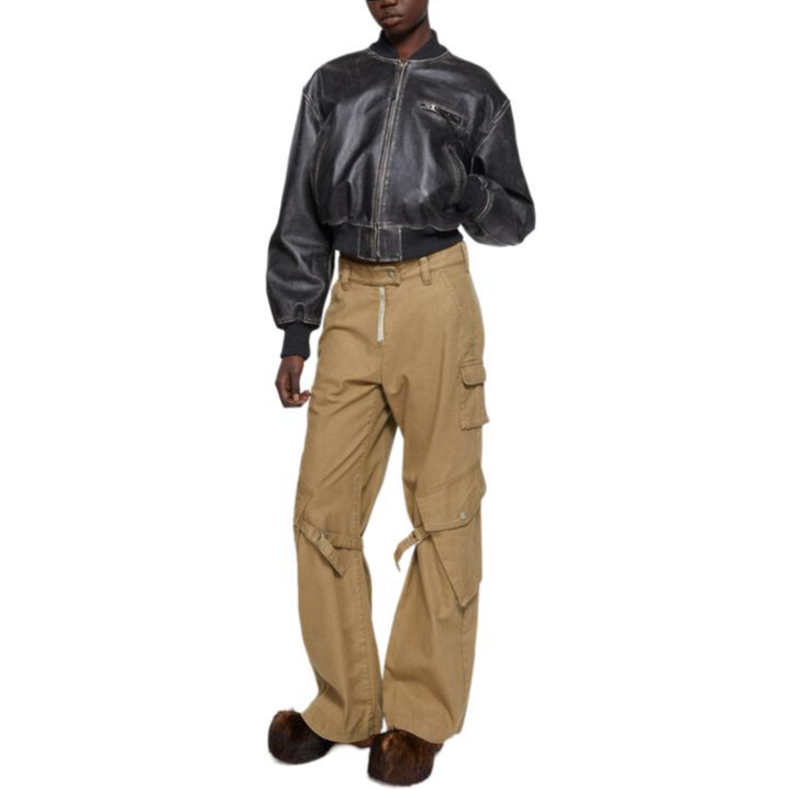 Purchase Acne Studios SS24 Pantalones Cargo Unisex Beige Claro Multibolsillos Rectos. AK0829-AE5