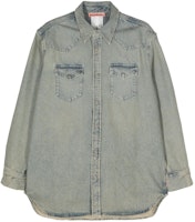 Acne Studios SS24 Unisex Relaxed Fit Cotton Button-Up Shirt in Pink Blue. CB0073-BUF Acne Studios SS24 Unisex Relaxed Fit Cotton Button-Up Shirt in Pink Blue. CB0073-BUF