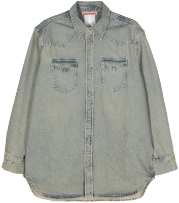 Acne Studios SS24 Unisex Relaxed Fit Cotton Button-Up Shirt in Pink Blue. CB0073-BUF Order Acne Studios SS24 Unisex Relaxed Fit Cotton Button-Up Shirt in Pink Blue. CB0073-BUF