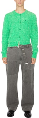 Acne Studios SS24 Cardigan Uniseks Butang Hijau Cerah Knit. C60072-BCD Lookbook Acne Studios SS24 Cardigan Uniseks Butang Hijau Cerah Knit. C60072-BCD