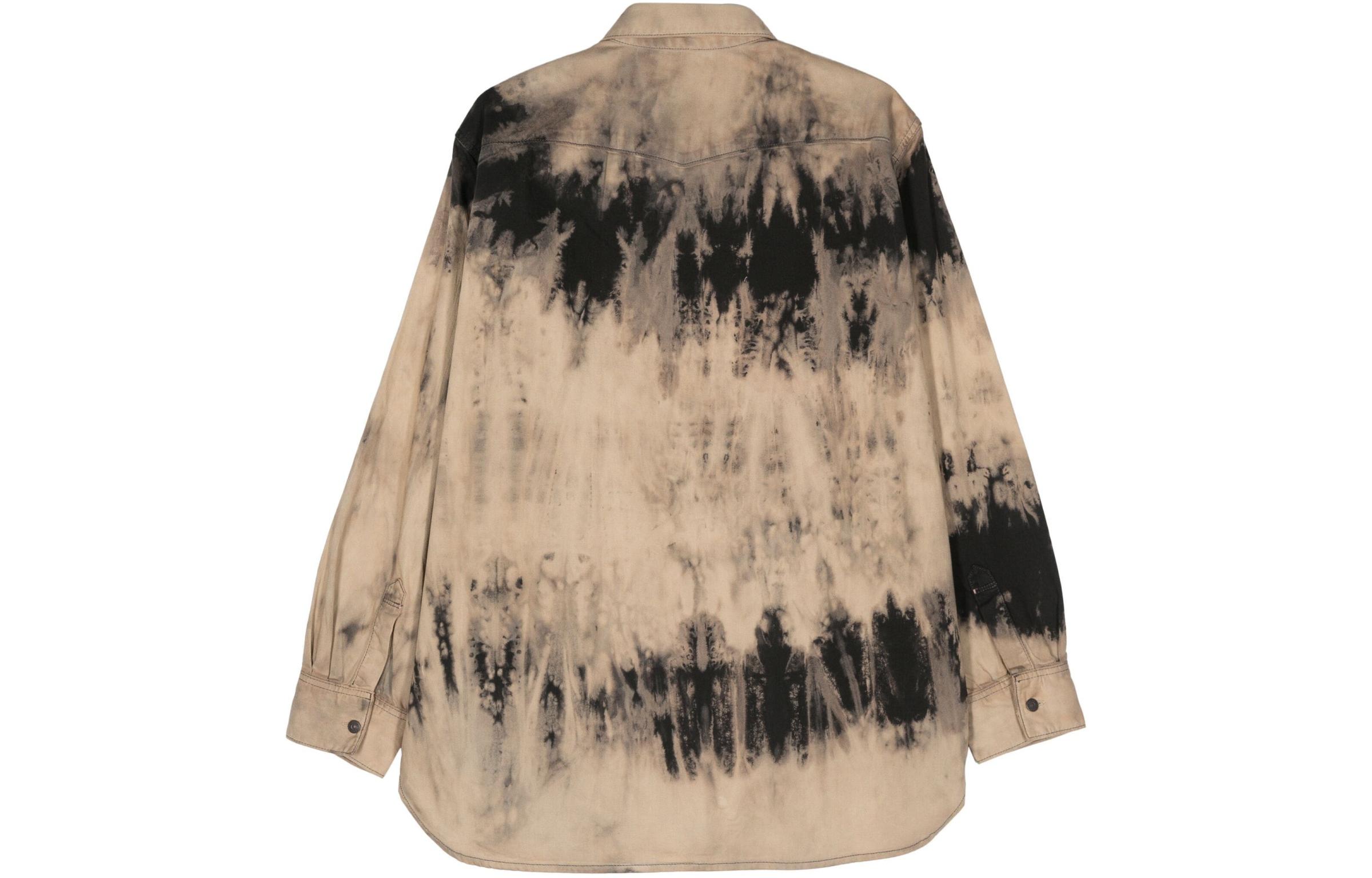 Lookbook Acne Studios SS24 Unisex Kemeja Lengan Panjang Loose Fit Beige Black. CB0072-BEIGE