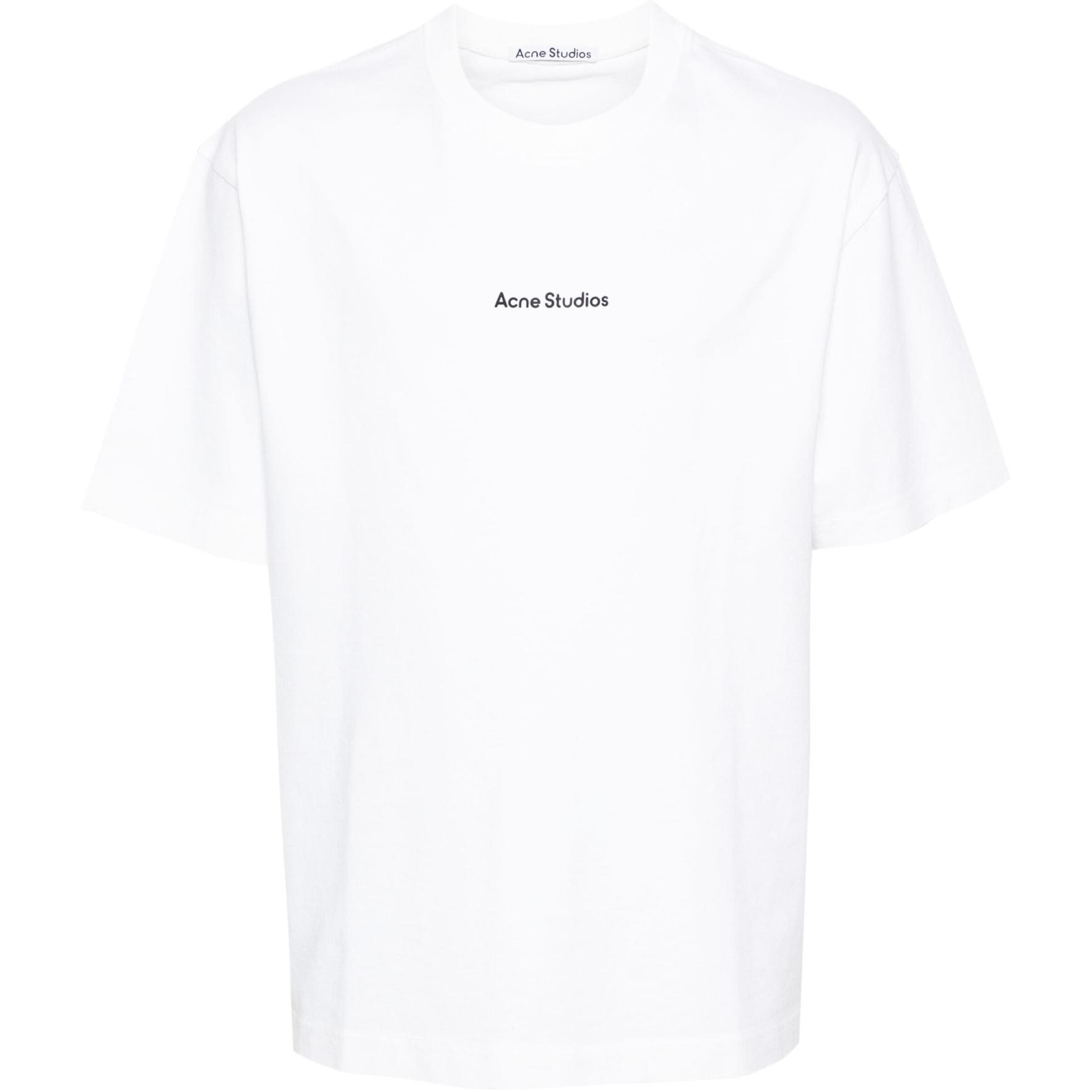 Acne Studios SS24 Unisex White Cotton Letter Logo Crewneck T-Shirt. CL0274-WHITE