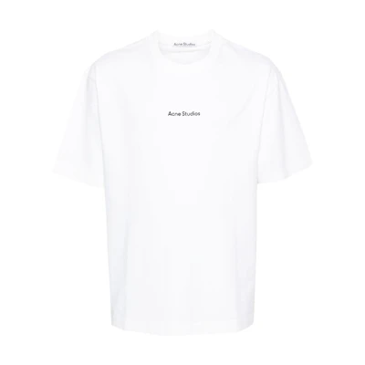 Acne Studios SS24 Unisex White Cotton Letter Logo Crewneck T-Shirt. CL0274-WHITE