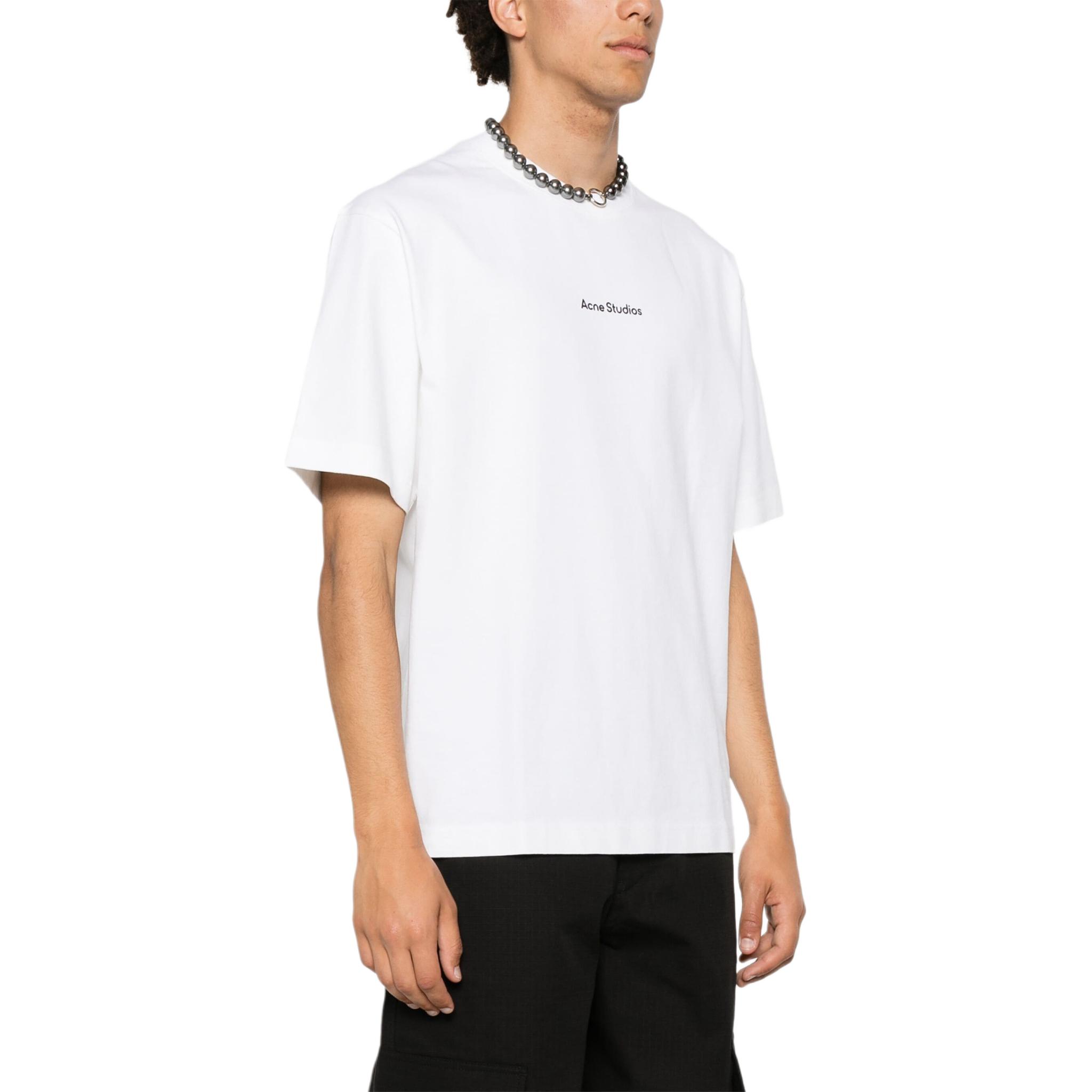 Purchase Acne Studios SS24 Unisex Baju-T Krew Leher Putih Logo Huruf Kapas. CL0274-WHITE